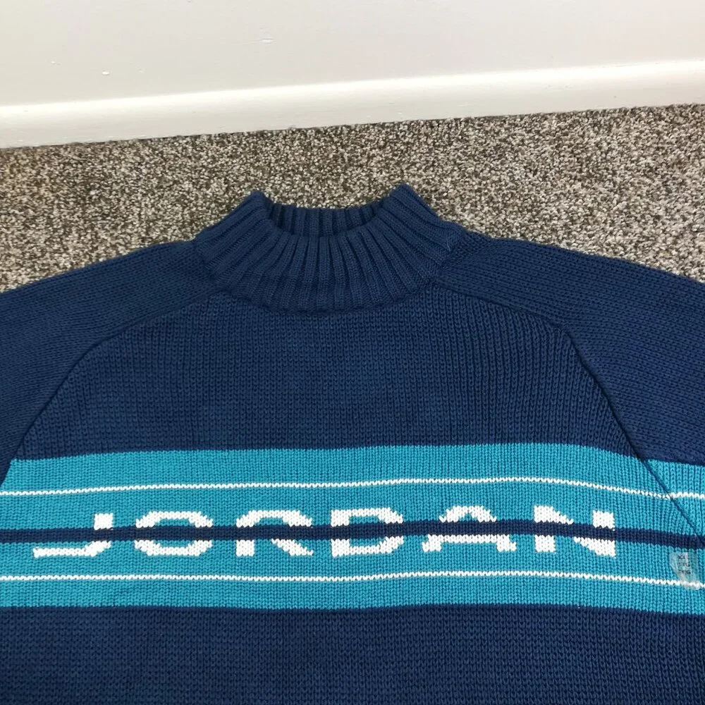 NWOT 2001 Nike Air Jordan Sweater Mock Neck Heavyweight Spellout Mens 2XL Y2K